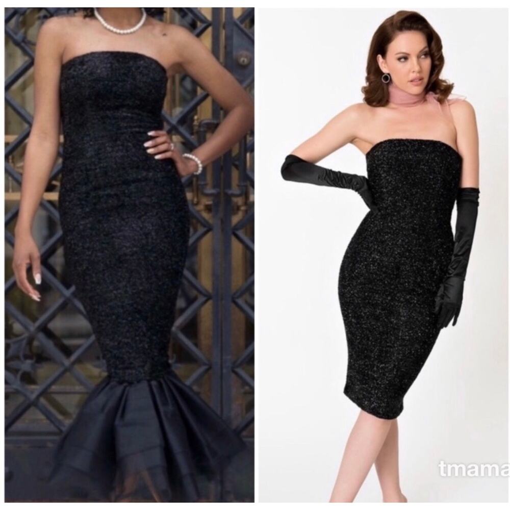 Unique Vintage Barbie Solo In The Spotlight Black Sparkle Strapless Gown M NWT - Picture 6 of 14